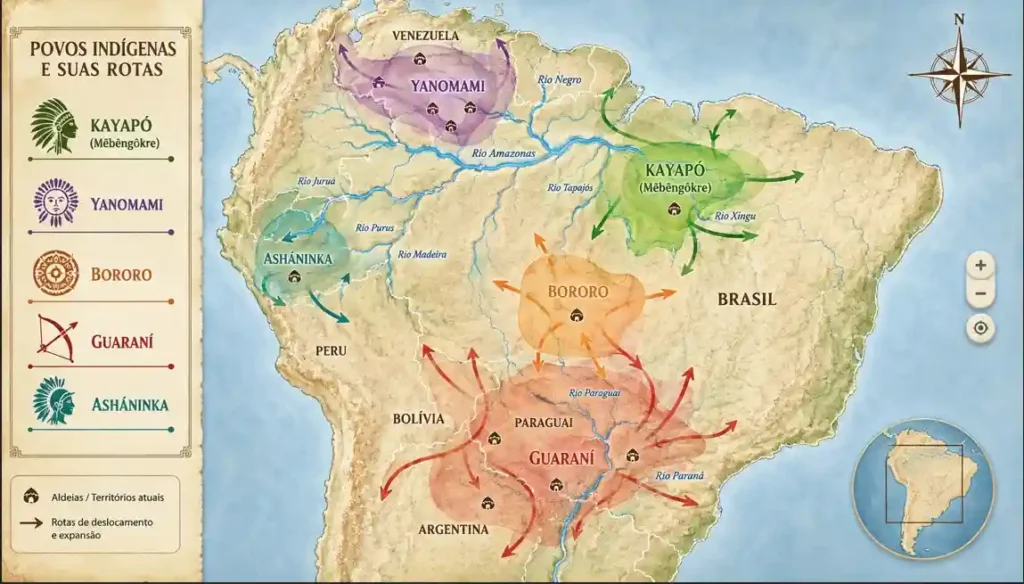 mapa povos indigenas amazonicos