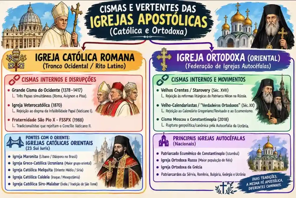 Além de Roma e Constantinopla: A Árvore dos Cismas do Cristianismo Apostólico 2 cisma igreja catolica e ortodoxa